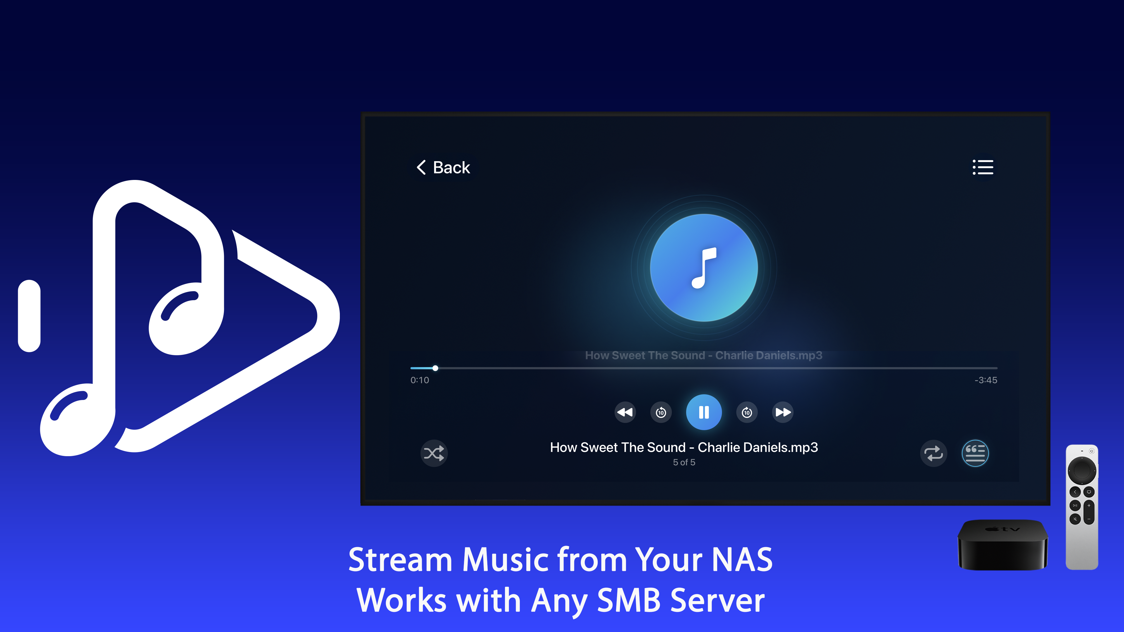 NAS SMB Music Player Apple TV screenshot 1