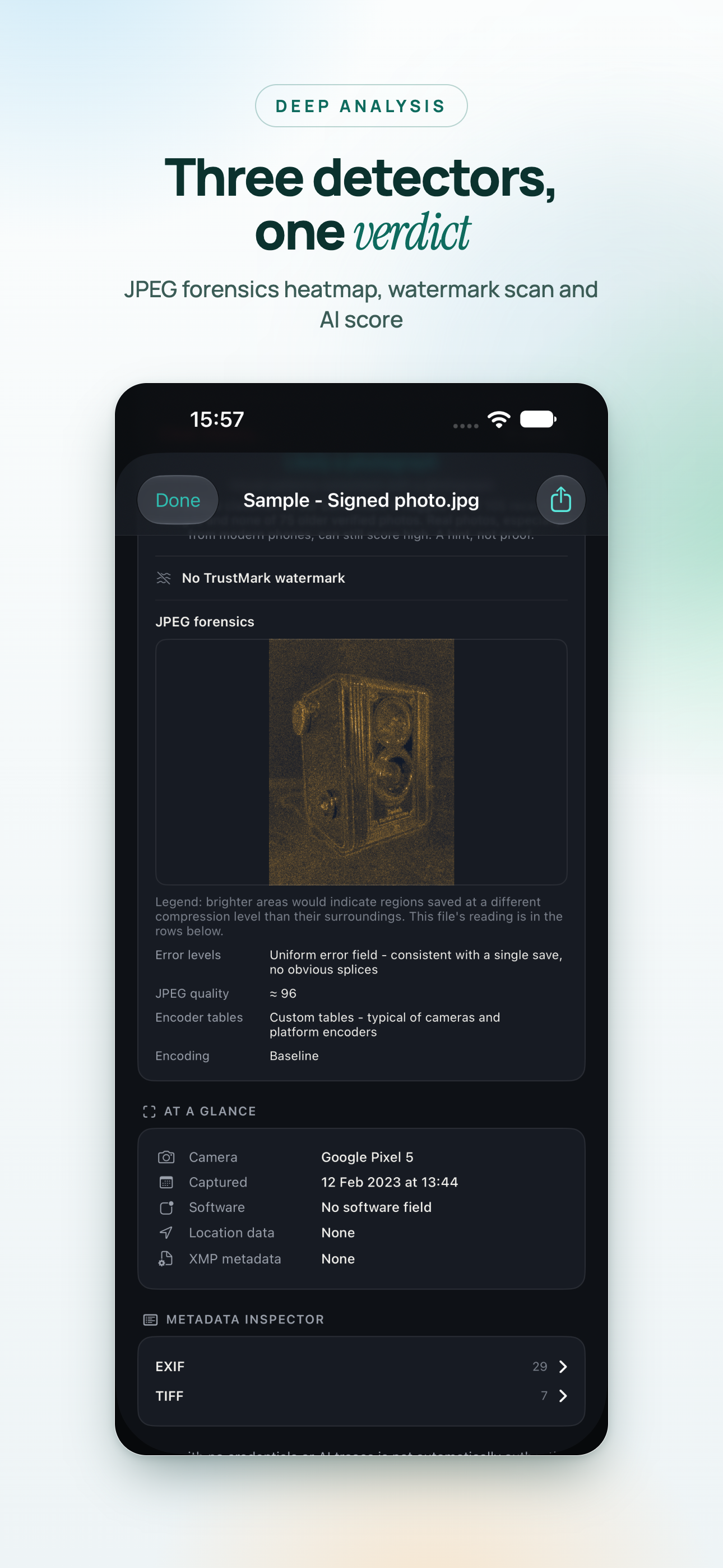 SourceCheck on iPhone, screen 6