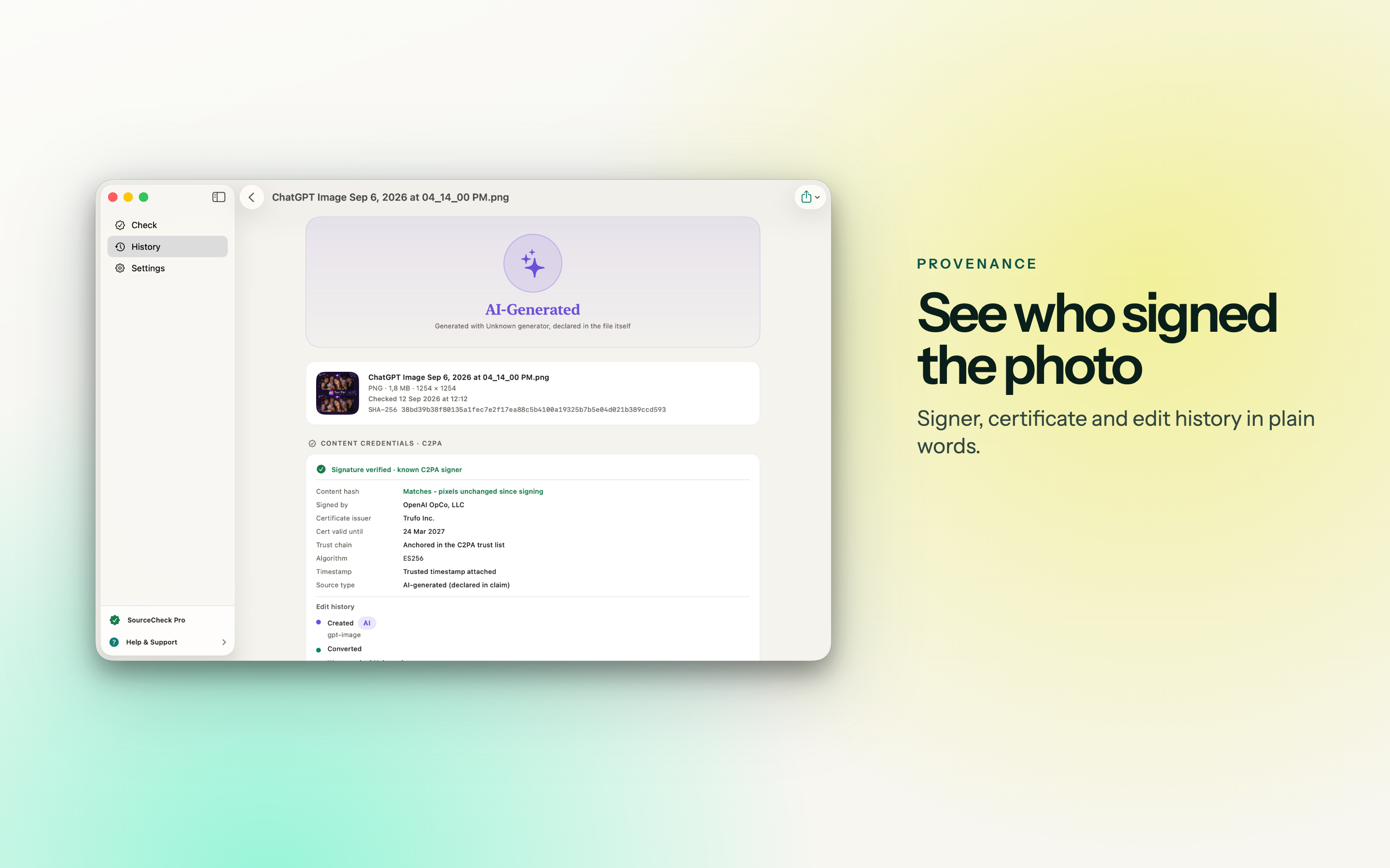 SourceCheck on Mac, screen 3