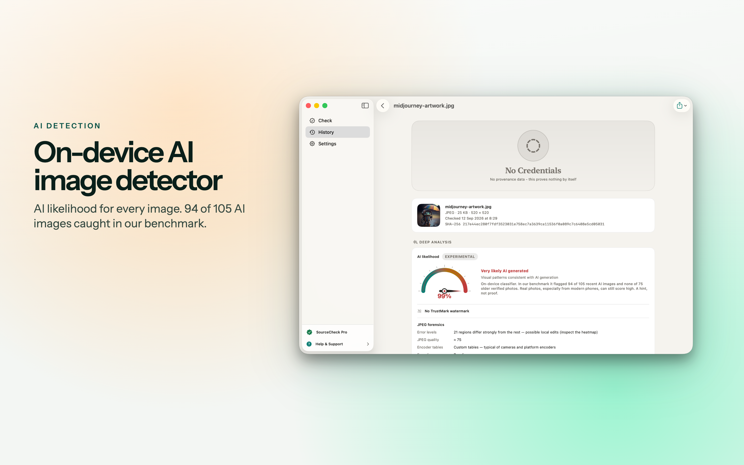 SourceCheck on Mac, screen 4