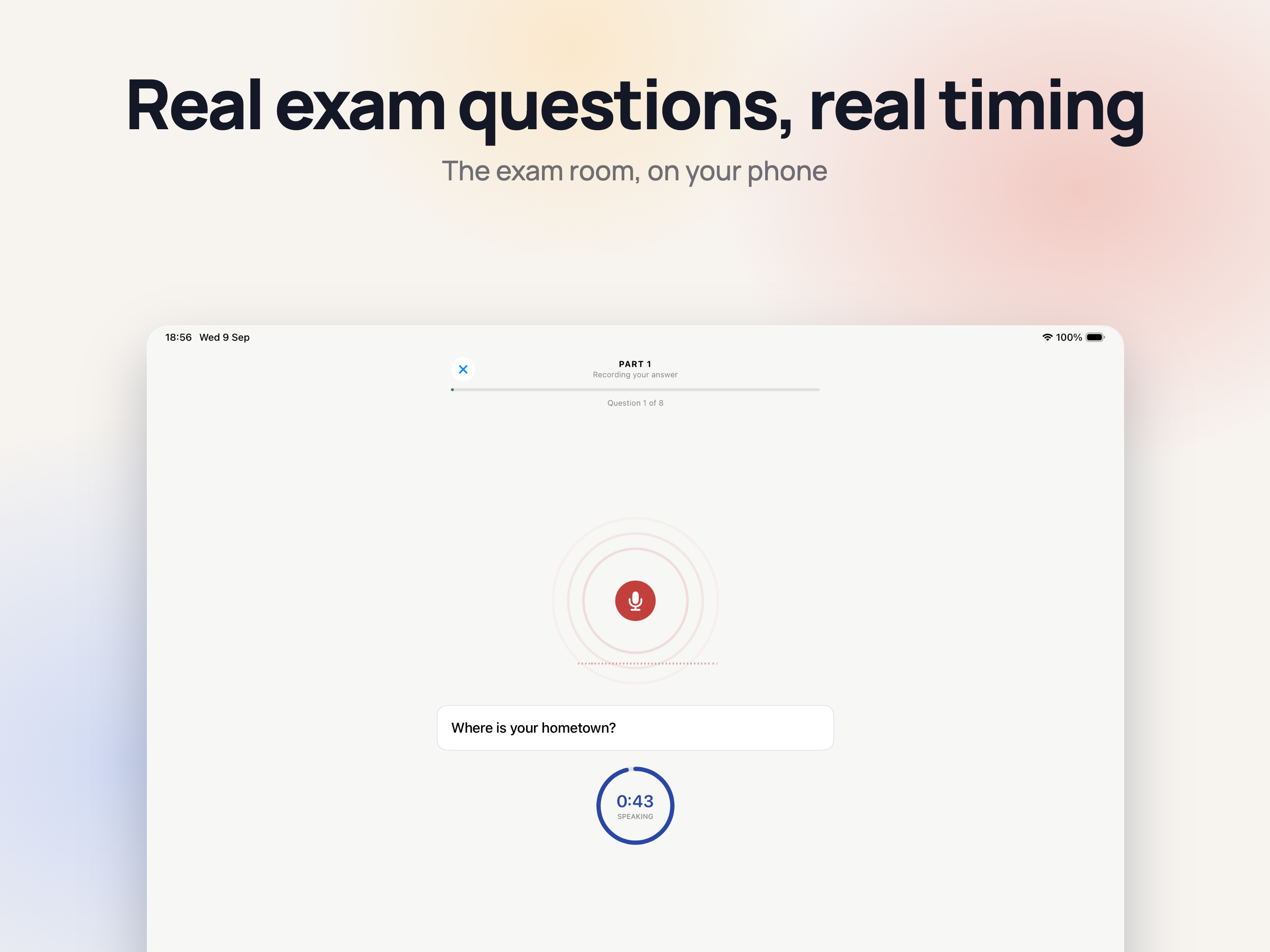IELTS Speaking Test on iPad, screen 2