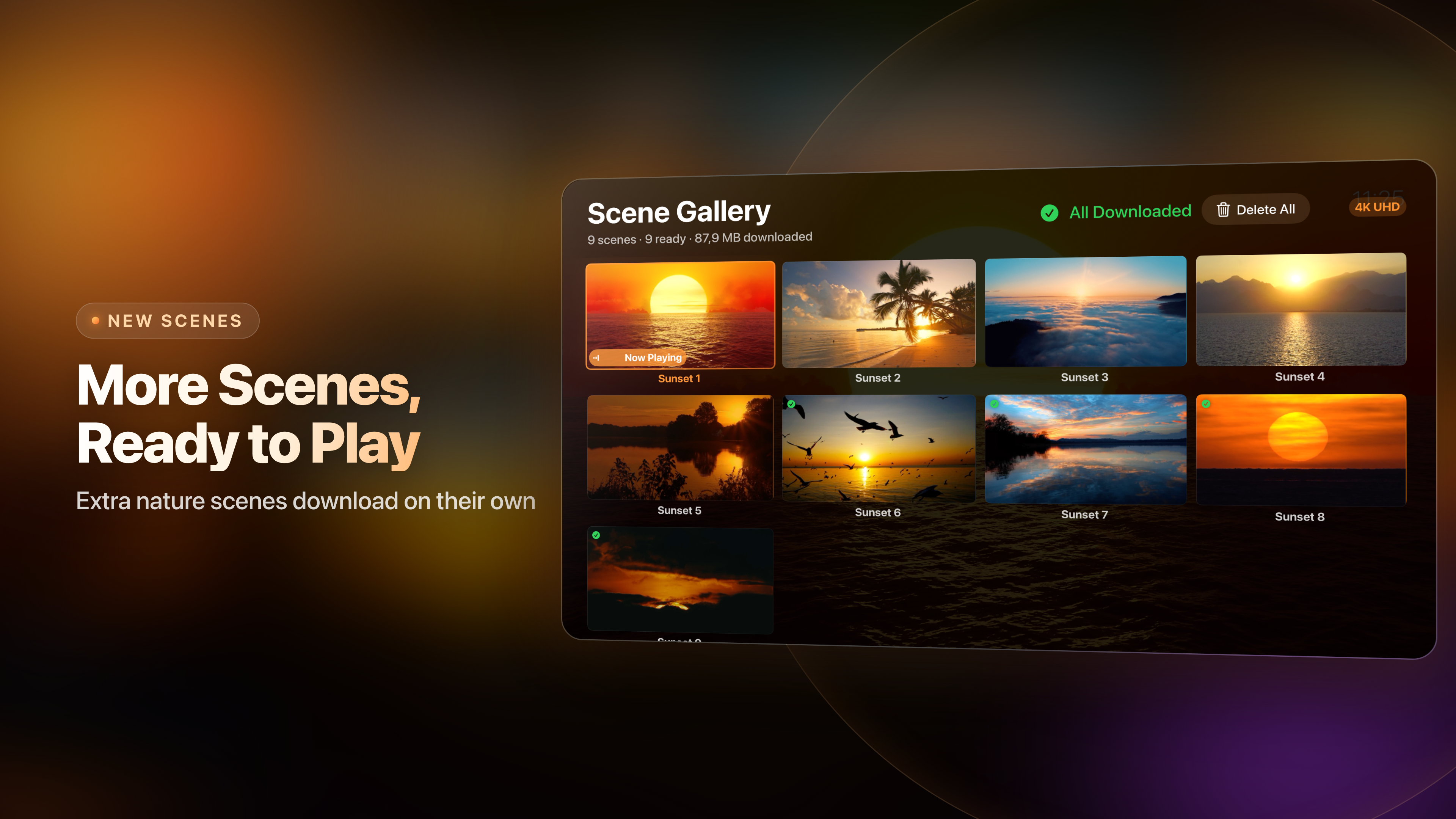Sunset 4K on Apple TV: more nature scenes downloaded on their own
