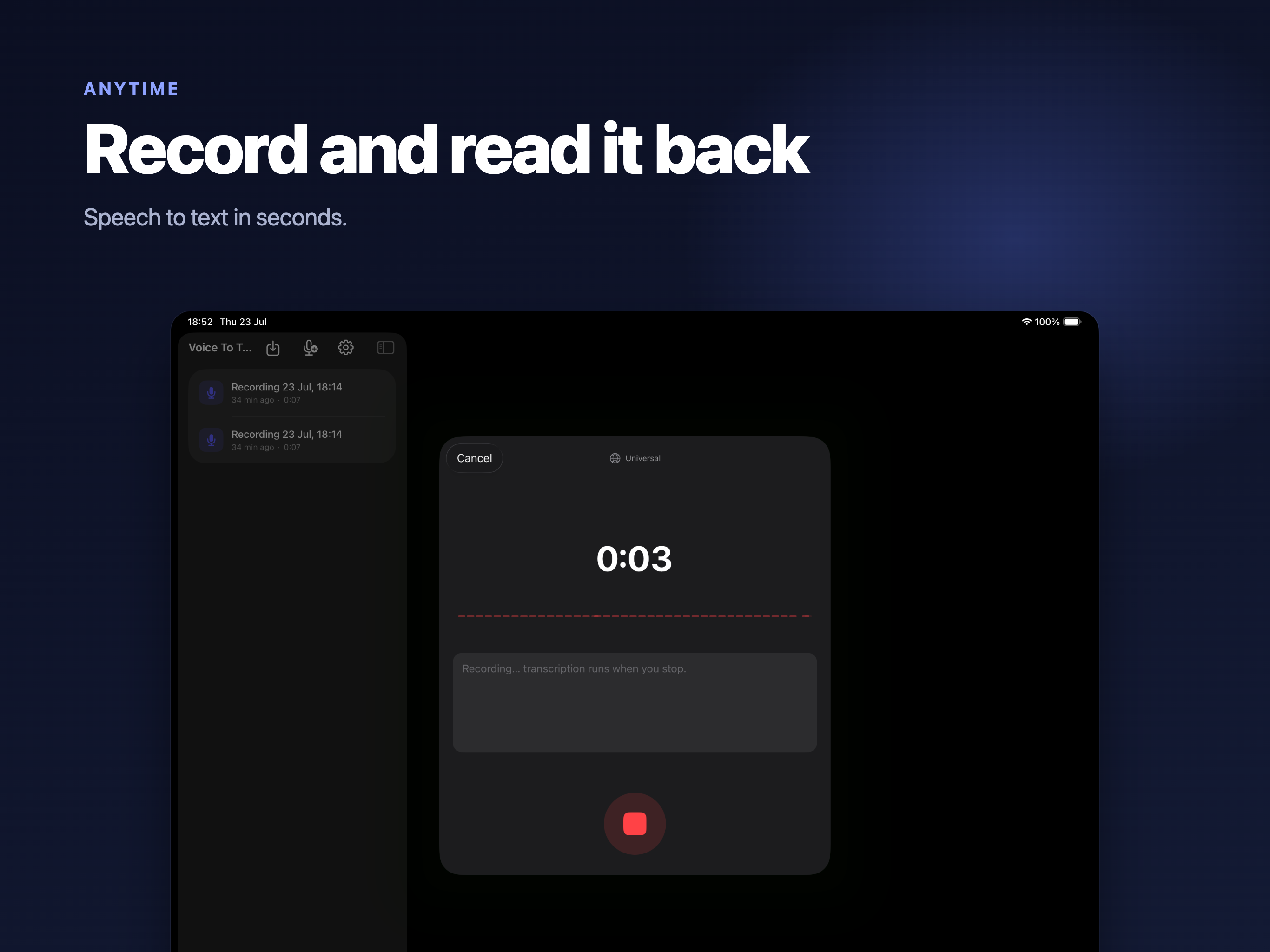 Voice to Text on iPad, screen 10