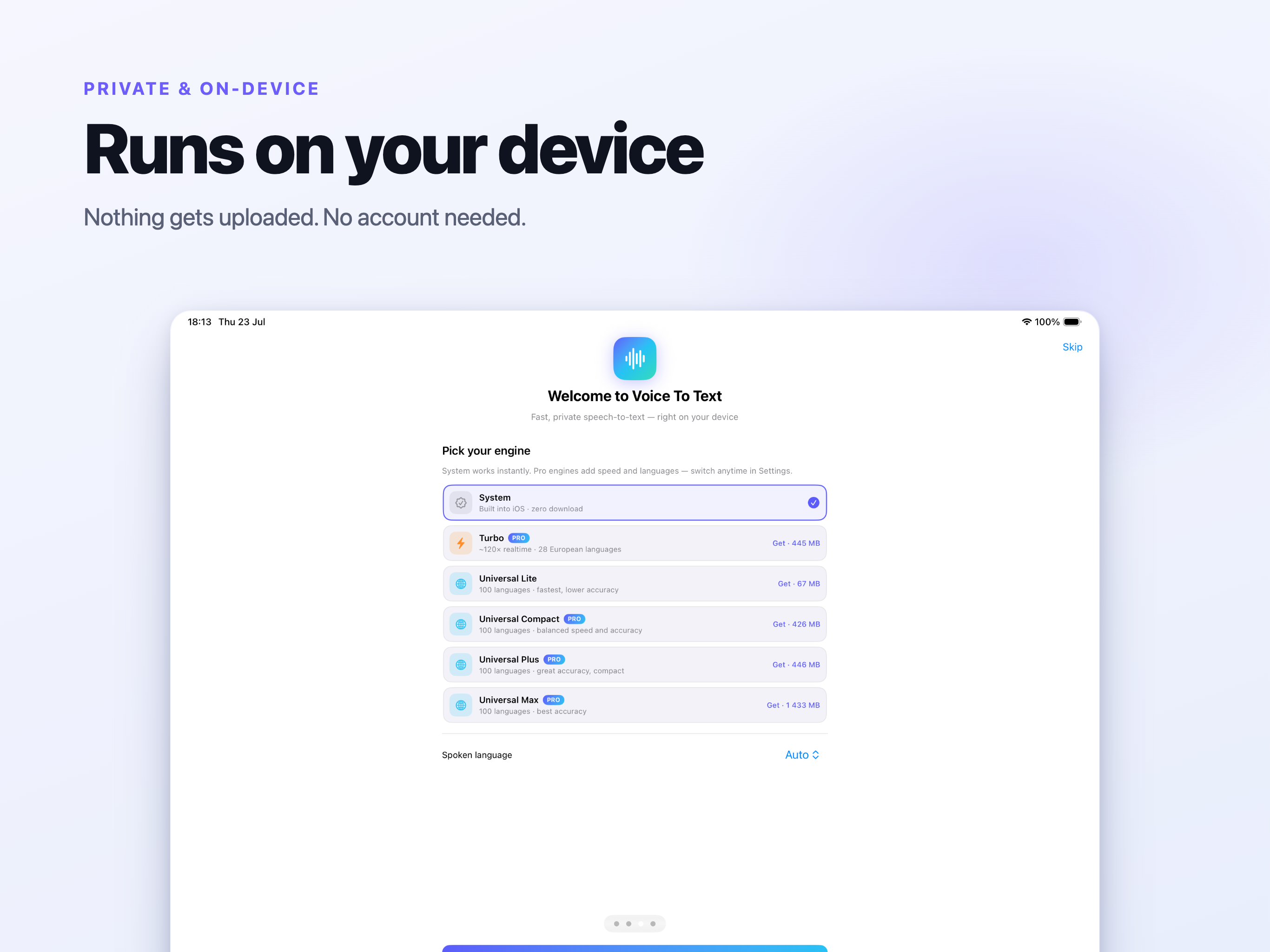 Voice to Text on iPad, screen 2