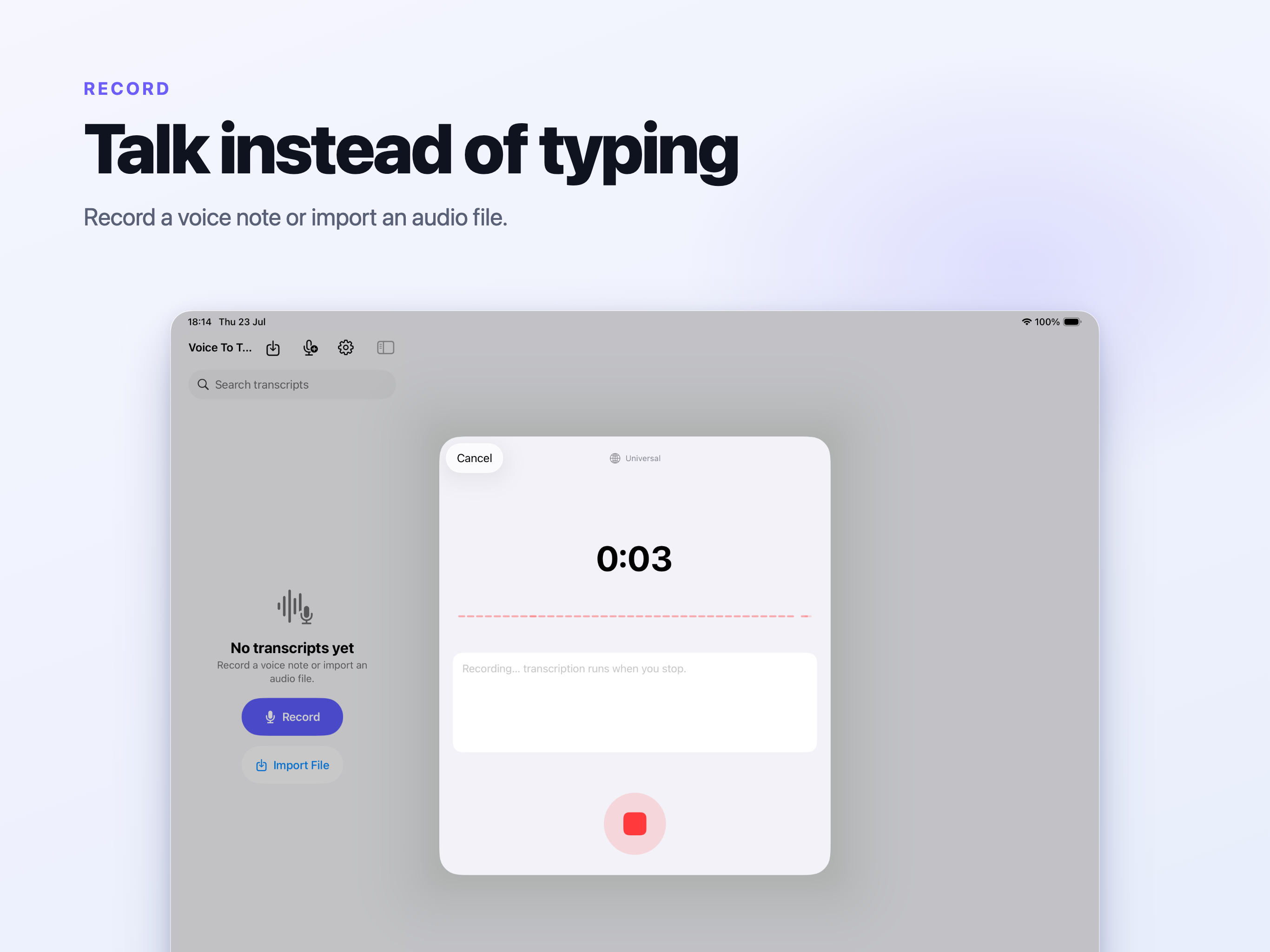 Voice to Text on iPad, screen 3