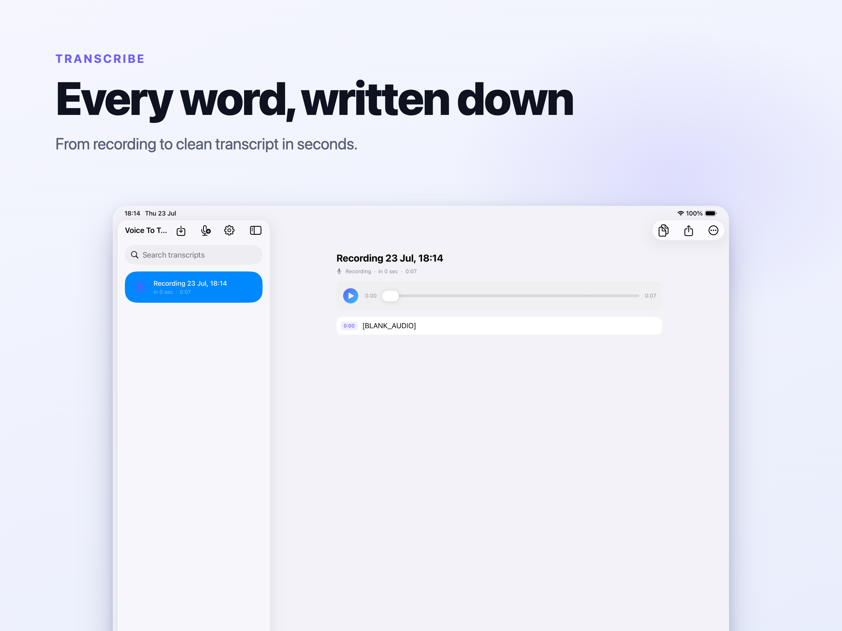 Voice to Text on iPad, screen 4