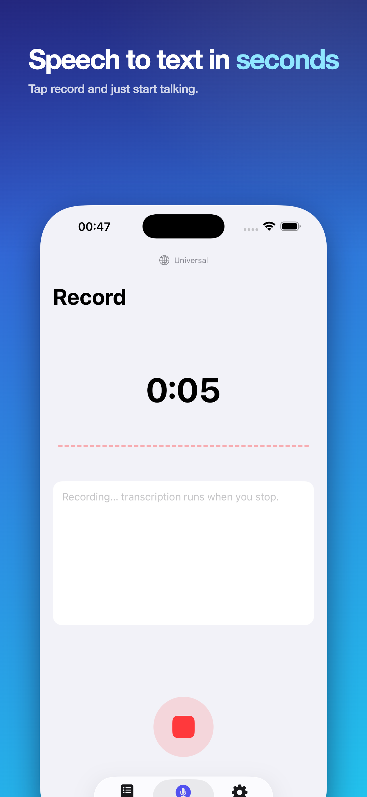 Voice to Text on iPhone, screen 2